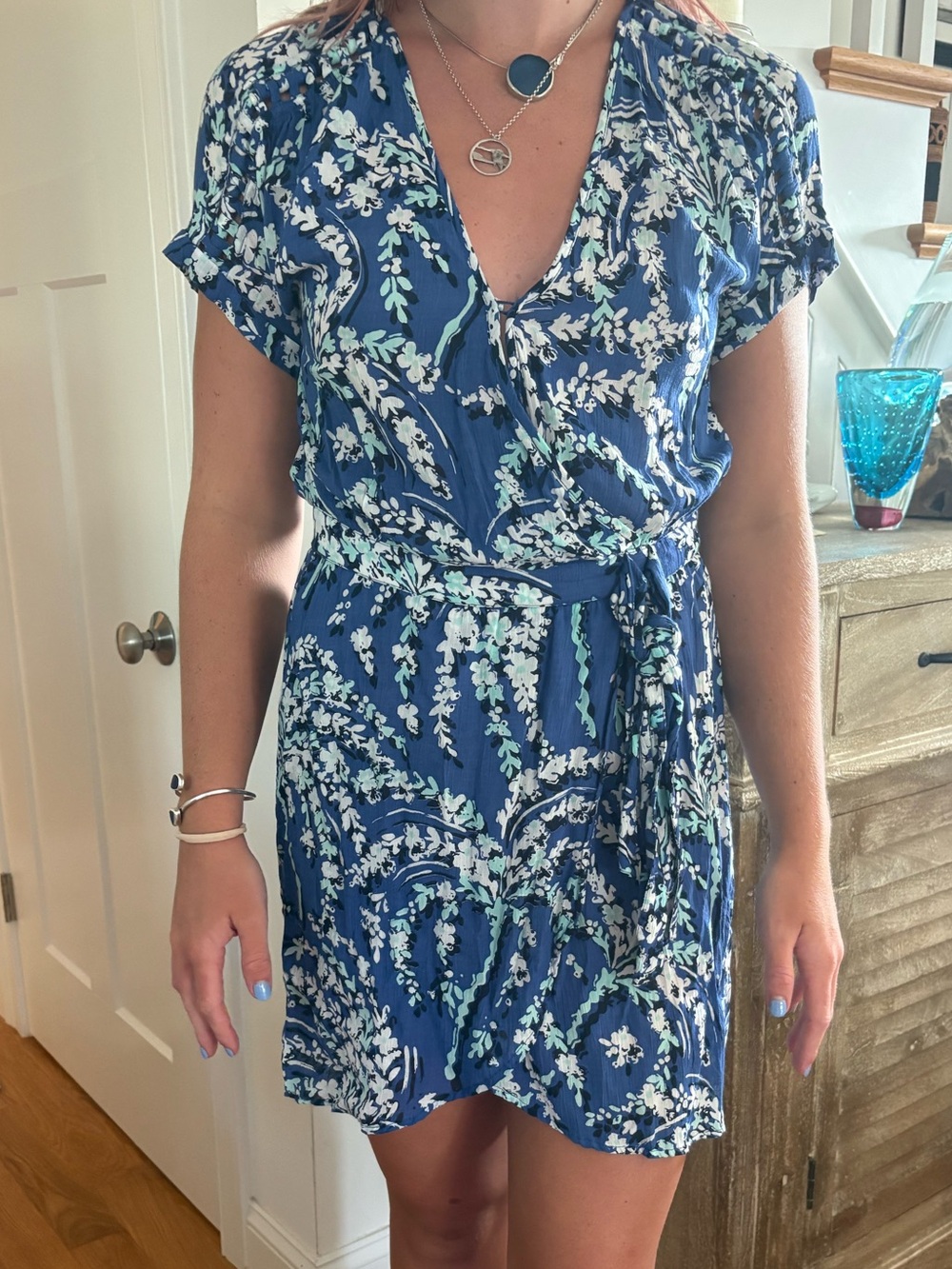 Poupette St Barths Blue Wrap Mini Dress